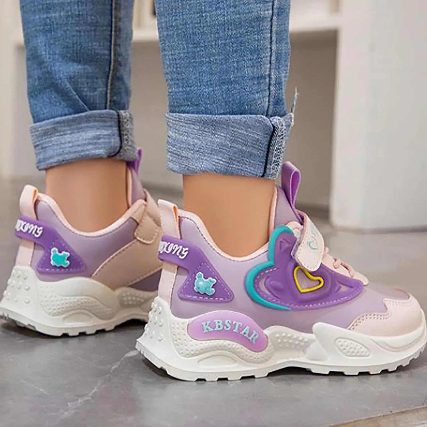 Fashion All Seasons Children Sports Shoes Girls Boys Flat Sole Thick Sole Non Slip Comfortable Casual Girls Sneaker