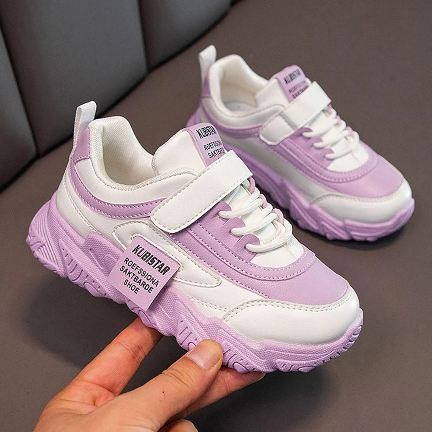 Fashion All Seasons Children Sports Shoes Girls Flat Sole Thick Sole Non Slip Light Hook Loop Girls Shoes 10 Years Old