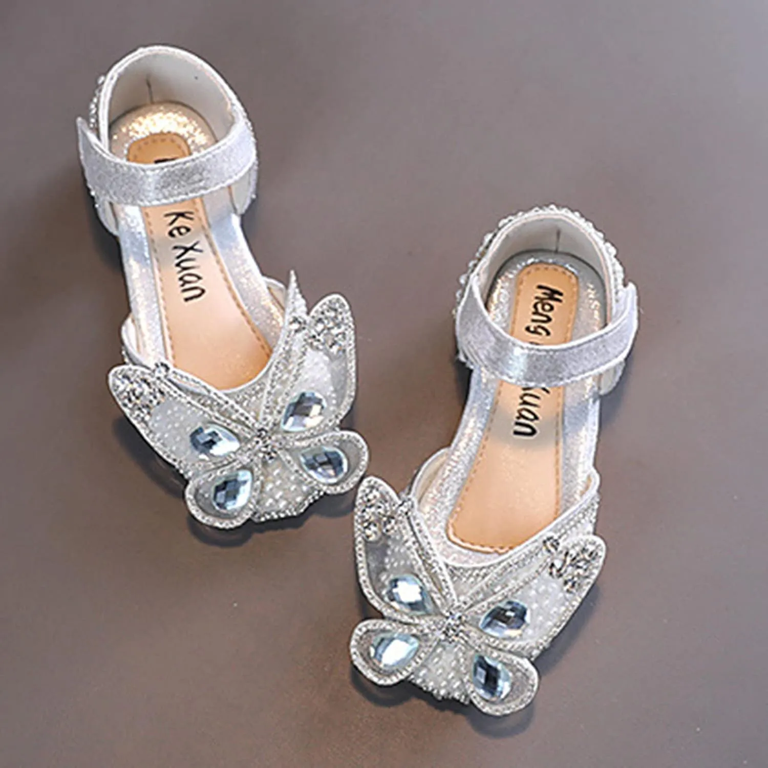 Fashion Spring and Summer Girls Sandals Dress Dance Show Princess Shoes Pearl Rhinestone Mesh Big Bow Girl Wedges (Silver, 8-9 Years Little Child)