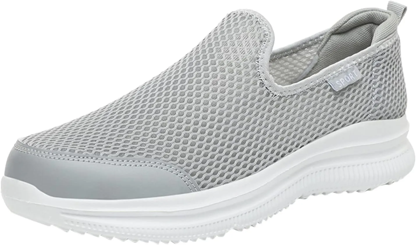 Fashion Summer Men Breathable Mesh Shallow Mouth Slip On Lightweight Casual Shoes Tops Mens Sneaker (Beige, 11.5)