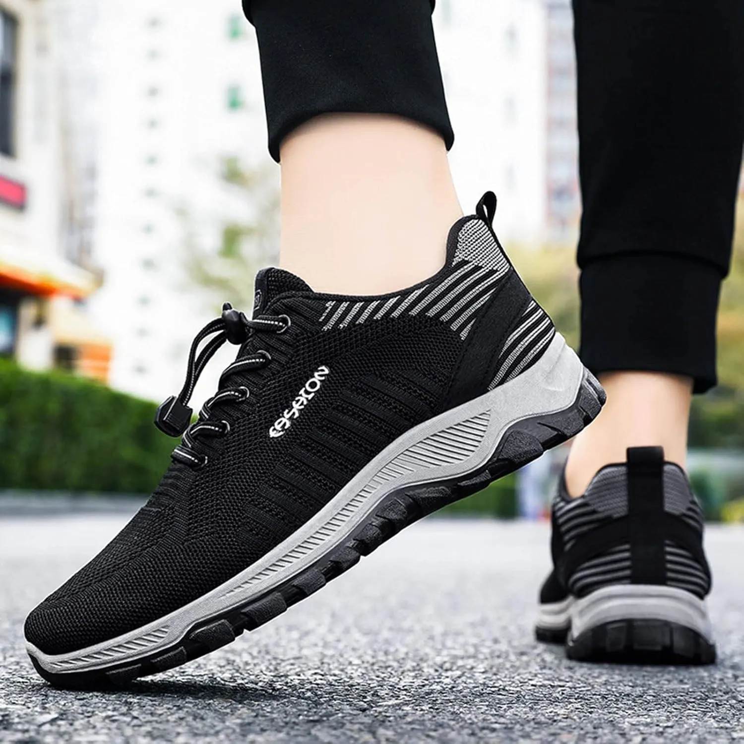 Fashion Summer Men Sports Shoes Flat Soft Sole Non Slip Elastic Lace Up Mesh Breathable Men's Leather Sneaker