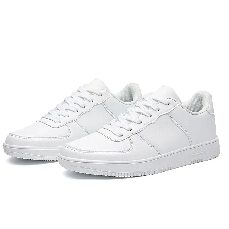Fashion White Men's Casual Shoes 48 School Breathable Leather Soft Men's Sneaker 47 Big Size Outdoor Walking Solid Men Shoes 46