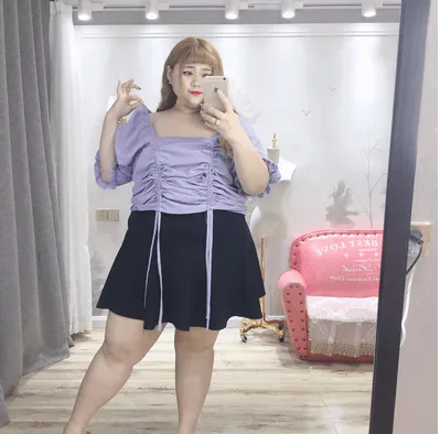 Fat Yingying Large Women's Dress Fat Mm Summer Dress Korean Version Square
