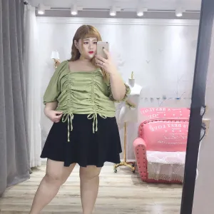 Fat Yingying Large Women's Dress Fat Mm Summer Dress Korean Version Square