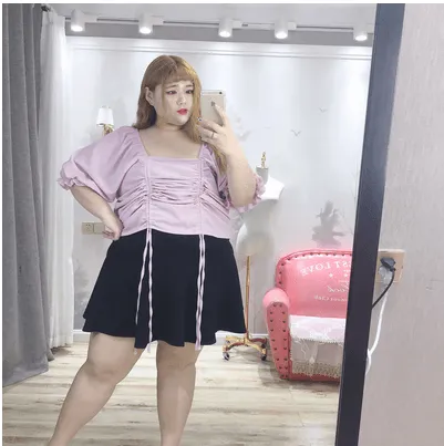 Fat Yingying Large Women's Dress Fat Mm Summer Dress Korean Version Square