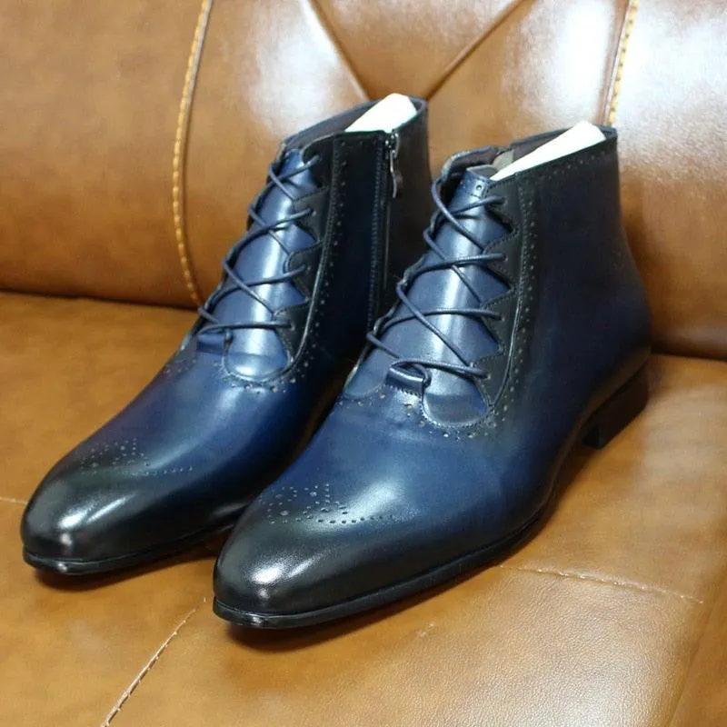 FC Men's Handmade Genuine Leather Ankle Boots