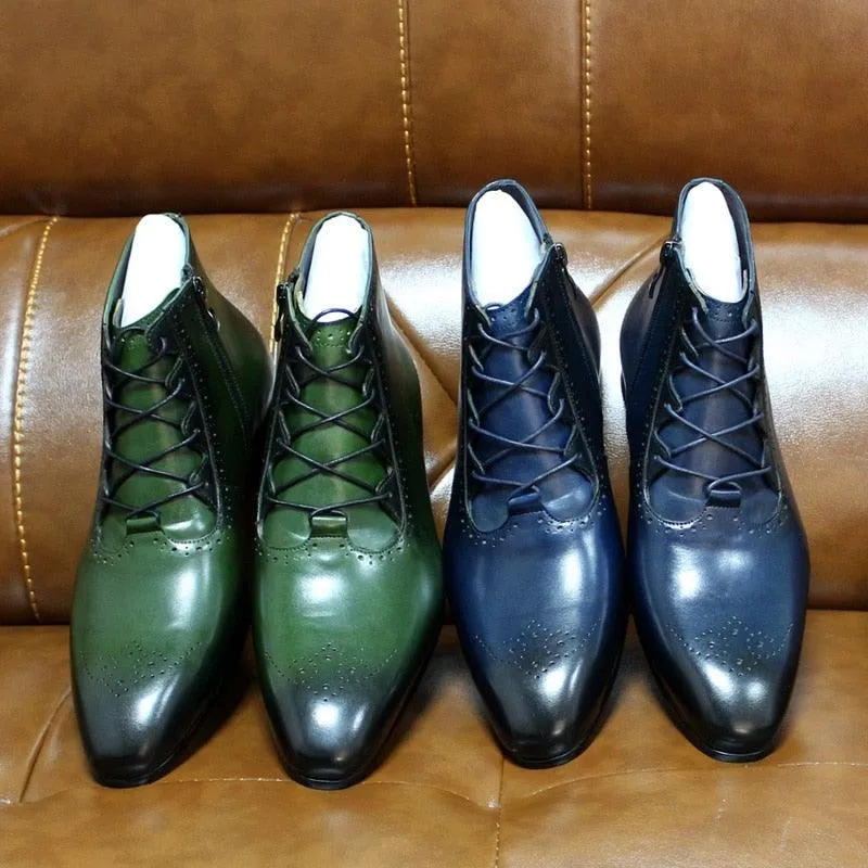 FC Men's Handmade Genuine Leather Ankle Boots