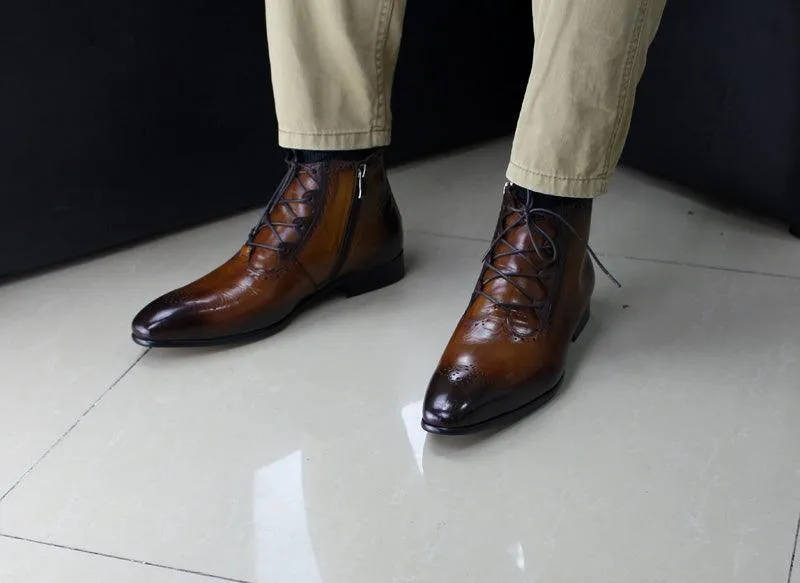 FC Men's Handmade Genuine Leather Ankle Boots