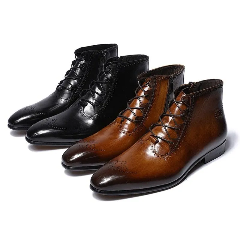 FC Men's Handmade Genuine Leather Ankle Boots