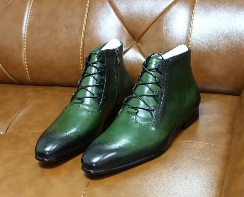 FC Men's Handmade Genuine Leather Ankle Boots