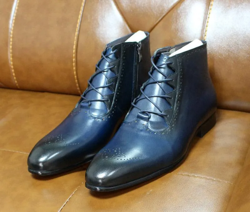 FC Men's Handmade Genuine Leather Ankle Boots