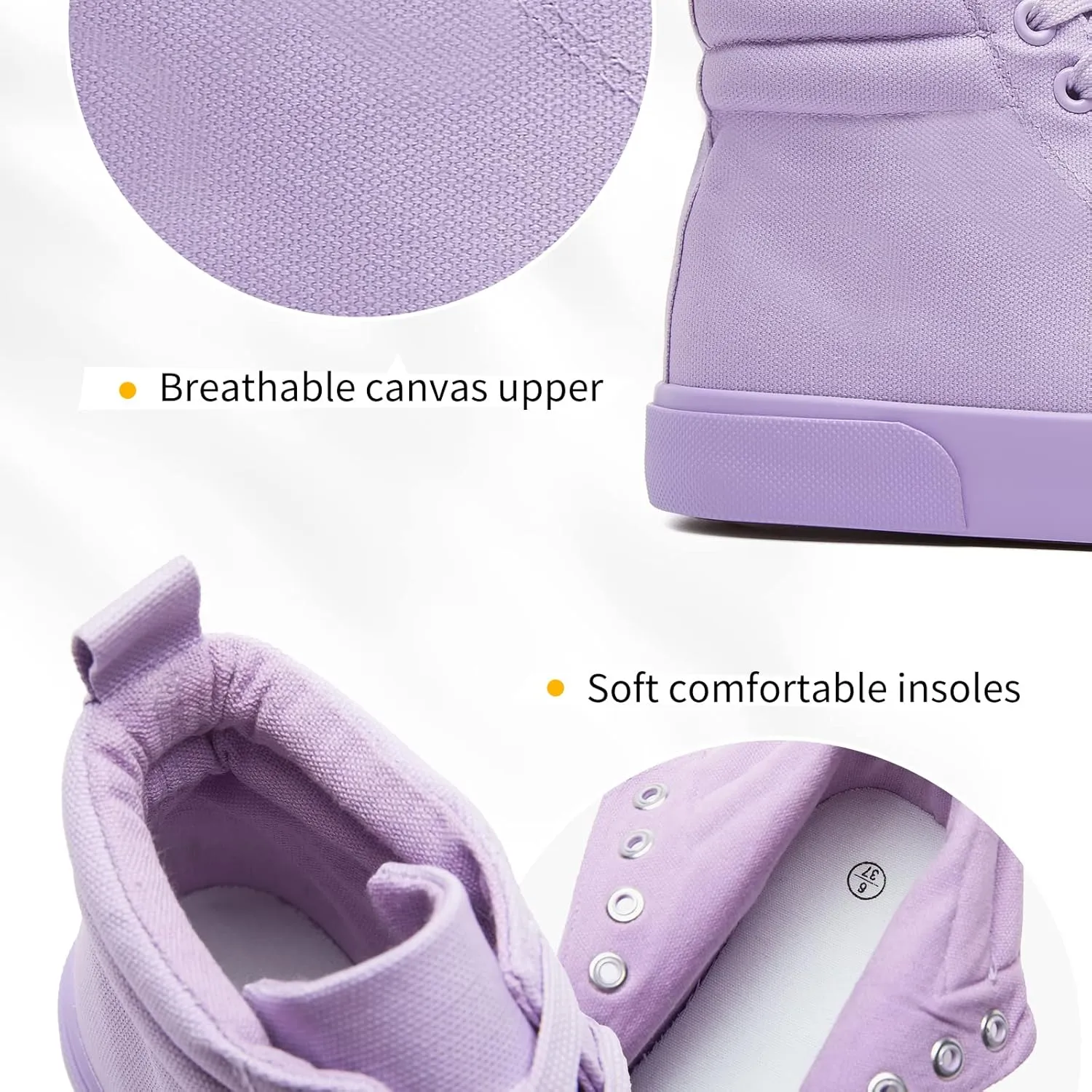 FINIWOR Womens High top Sneakers Canvas Shoes Lace up Black Sneakers Casual Shoes for Women