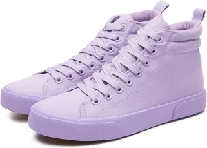 FINIWOR Womens High top Sneakers Canvas Shoes Lace up Black Sneakers Casual Shoes for Women