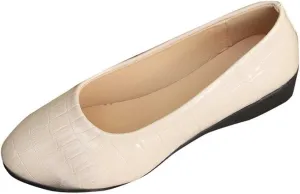 Flats for Women Soft Ballet Shoes Comfortable PU Leather Dressy Flat Shoes Round Toe Slip on Walking, Driving, Work