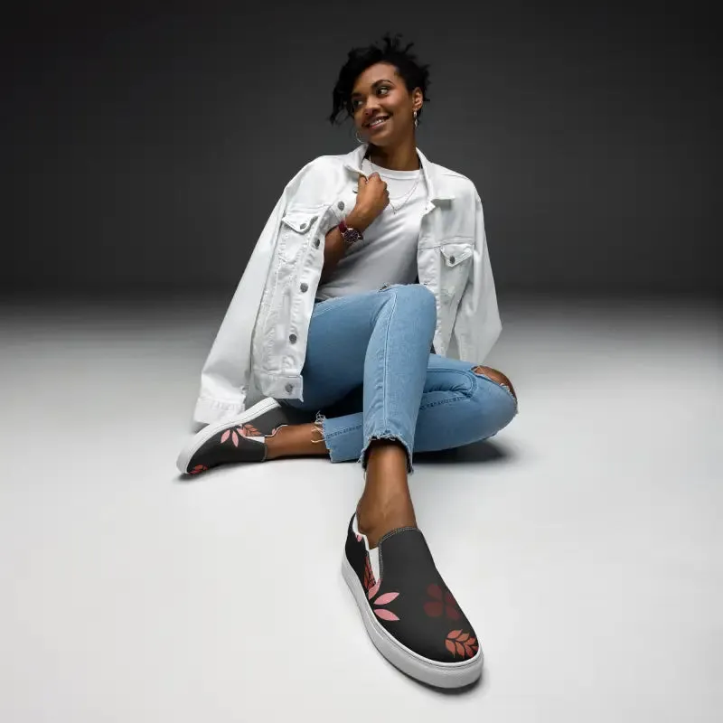 Floral Print Womens Canvas Slip on Shoes