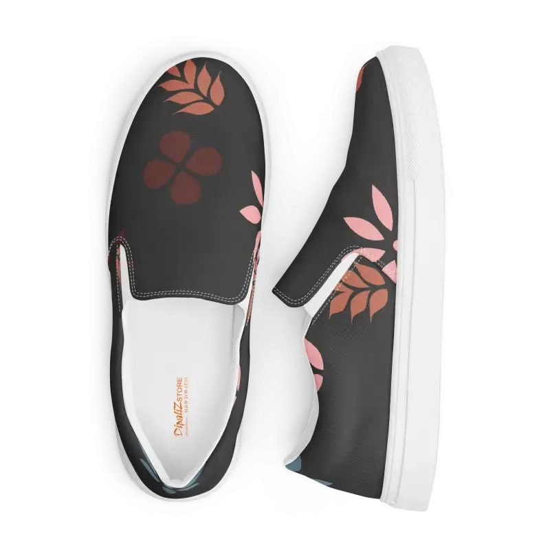 Floral Print Womens Canvas Slip on Shoes