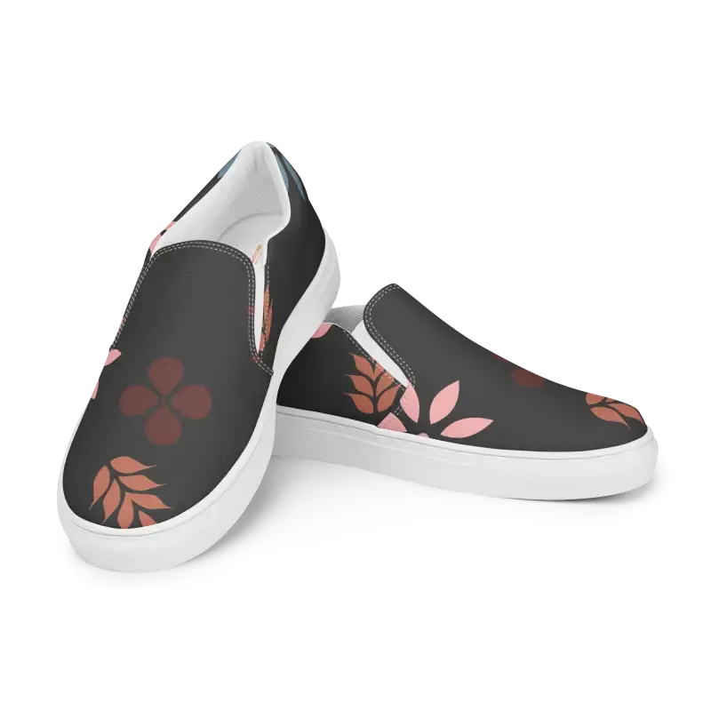 Floral Print Womens Canvas Slip on Shoes