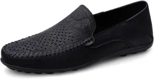 FMURY Men's Casual Shoes Leather Hollow Moccasions Breathable Men Sneakers Light Driving Shoes Men's Loafers