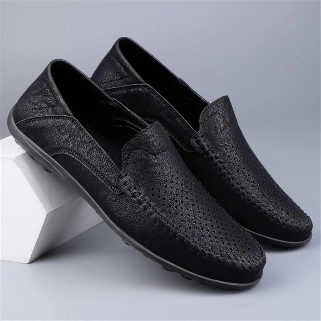 FMURY Men's Casual Shoes Leather Hollow Moccasions Breathable Men Sneakers Light Driving Shoes Men's Loafers