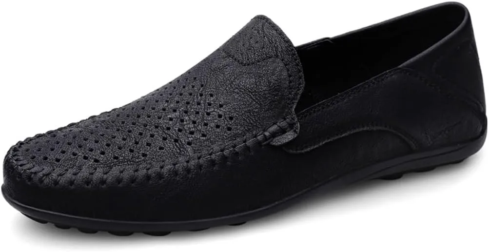 FMURY Men's Casual Shoes Leather Hollow Moccasions Breathable Men Sneakers Light Driving Shoes Men's Loafers