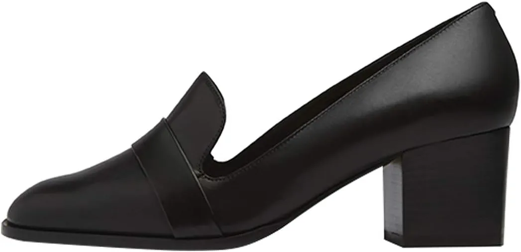 FOWT Women's Loafer Slip Ons Closed Round Toe Block Chunky Heels Pumps Comfort Walking Formal Casual Shoes Size 4-15 US