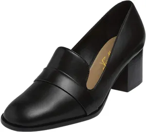 FOWT Women's Loafer Slip Ons Closed Round Toe Block Chunky Heels Pumps Comfort Walking Formal Casual Shoes Size 4-15 US