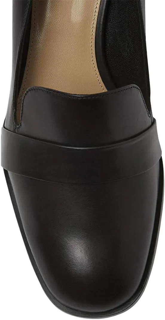 FOWT Women's Loafer Slip Ons Closed Round Toe Block Chunky Heels Pumps Comfort Walking Formal Casual Shoes Size 4-15 US