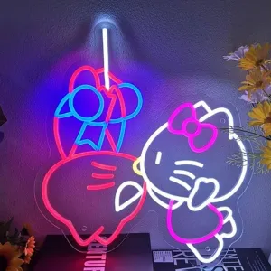 Fun Bright Mary Jane Hello Kitty Kissing Spider Cat Upside Down LED Night Light