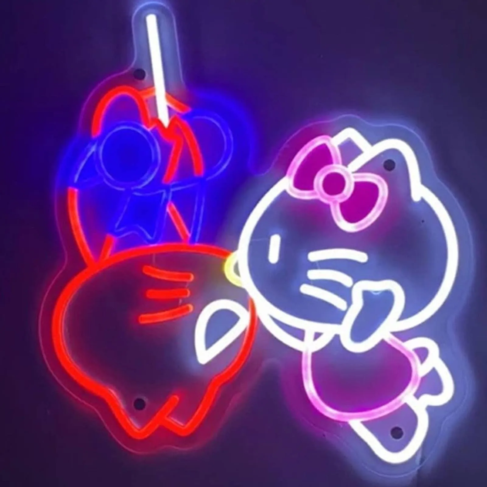 Fun Bright Mary Jane Hello Kitty Kissing Spider Cat Upside Down LED Night Light