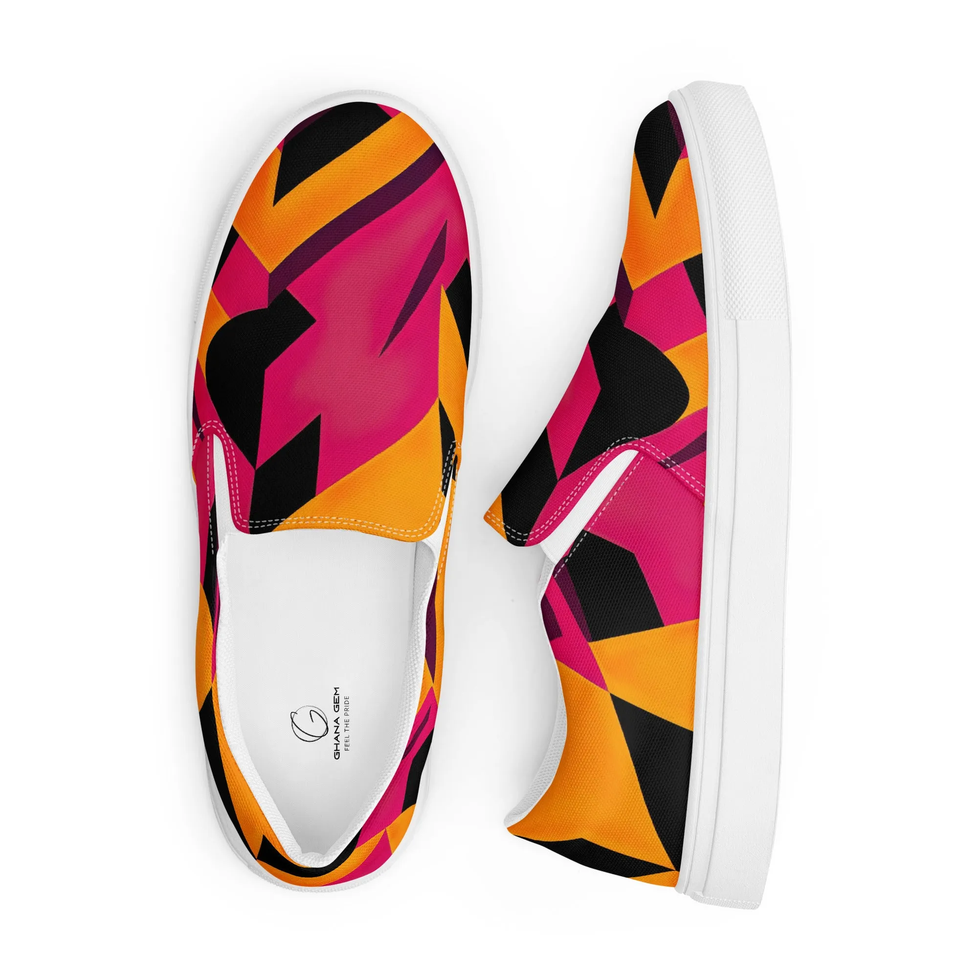 Fusia Kente Men’s slip-on canvas shoes
