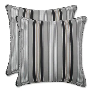 Getaway Stripe Black 18.5-Inch Throw Pillow (Set Of 2)