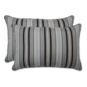 Getaway Stripe Black Oversized Rectangle Throw Pillow (Set Of 2)