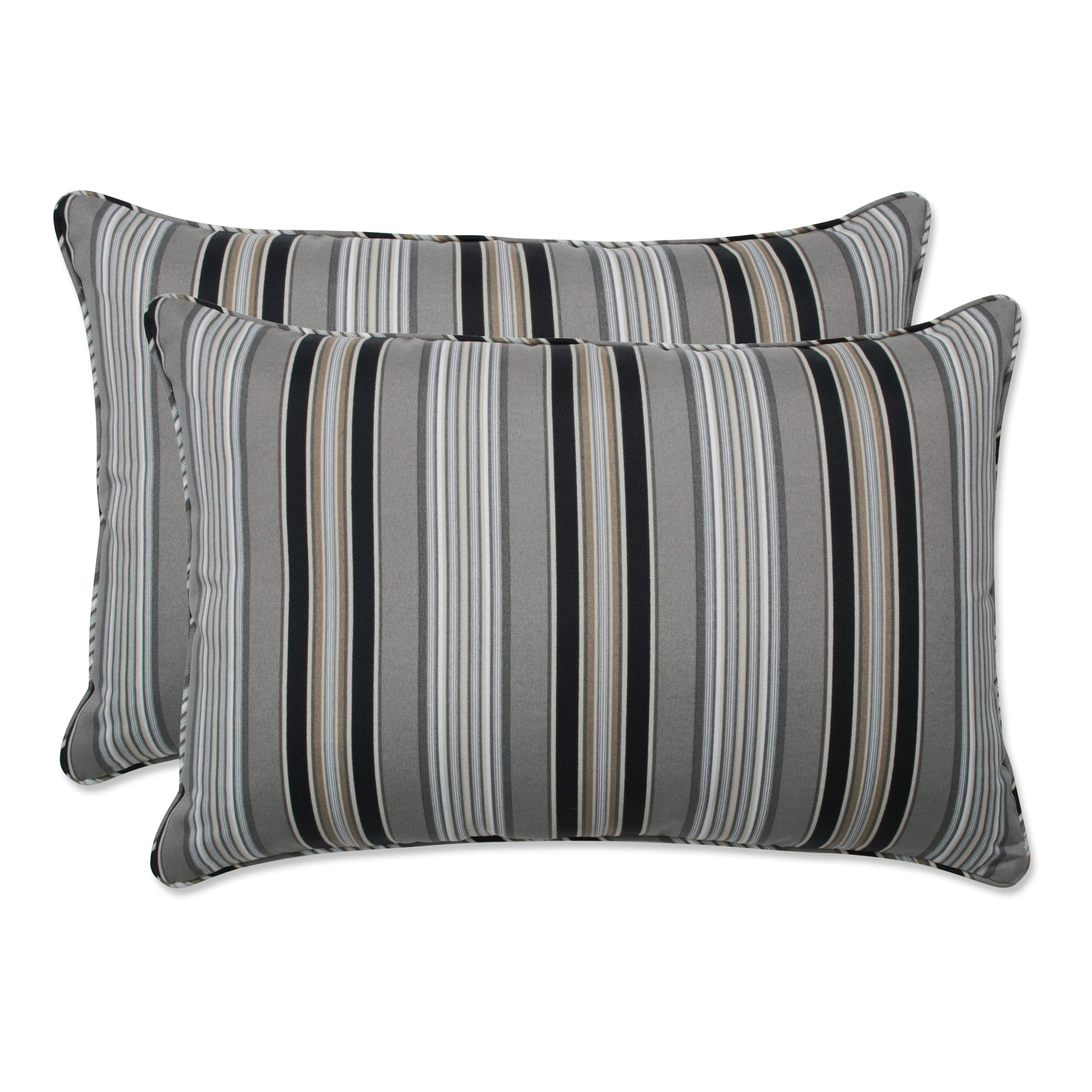 Getaway Stripe Black Oversized Rectangle Throw Pillow (Set Of 2)