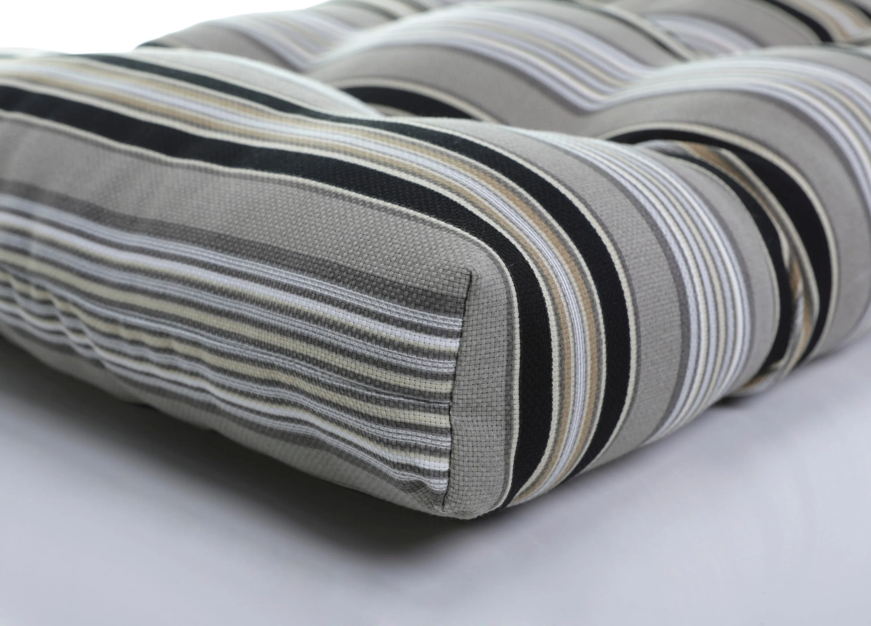 Getaway Stripe Black Wicker Seat Cushion (Set Of 2)