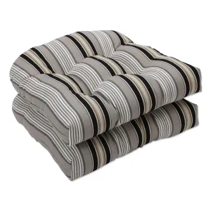 Getaway Stripe Black Wicker Seat Cushion (Set Of 2)