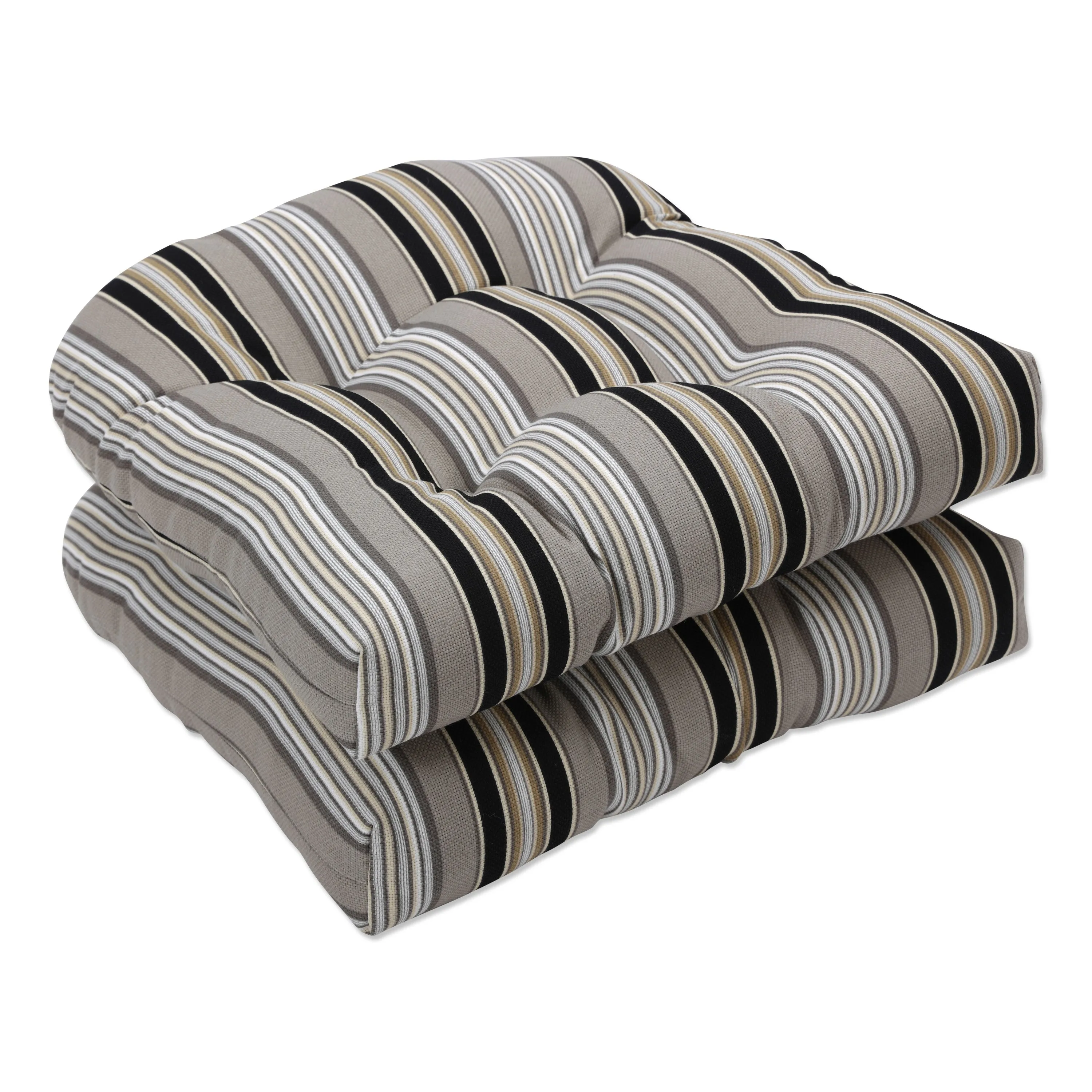 Getaway Stripe Black Wicker Seat Cushion (Set Of 2)