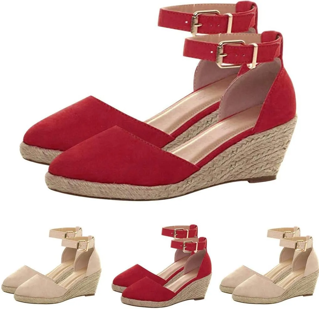 Gibobby Espadrille Wedge,Womens Wedges Sandals Espadrilles Platform Closed Toe Ankle Strap Slingback Summer Casual Sandals