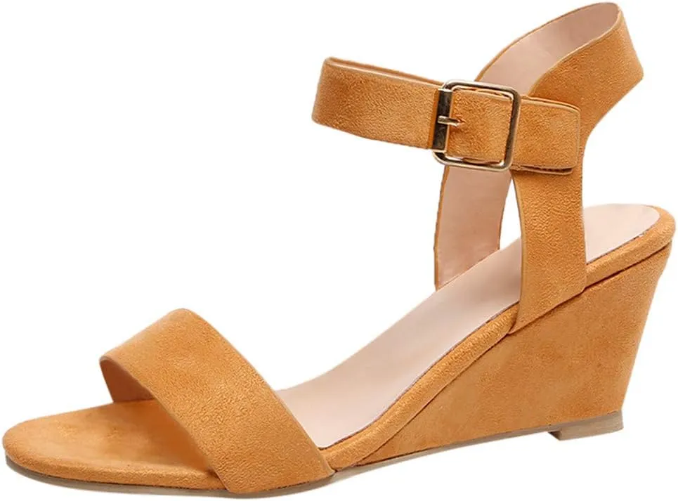 Gibobby Platform Sandals for Women,Women's Sandals Espadrille Wedge Platform Summer Ankle Strap Studded Open Toe Sandal