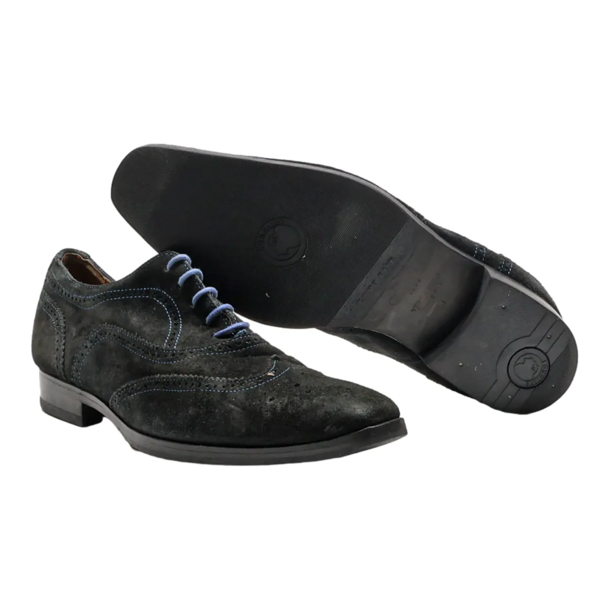 GIORGIO Brogue Shoes Black Suede Mens UK 7.5