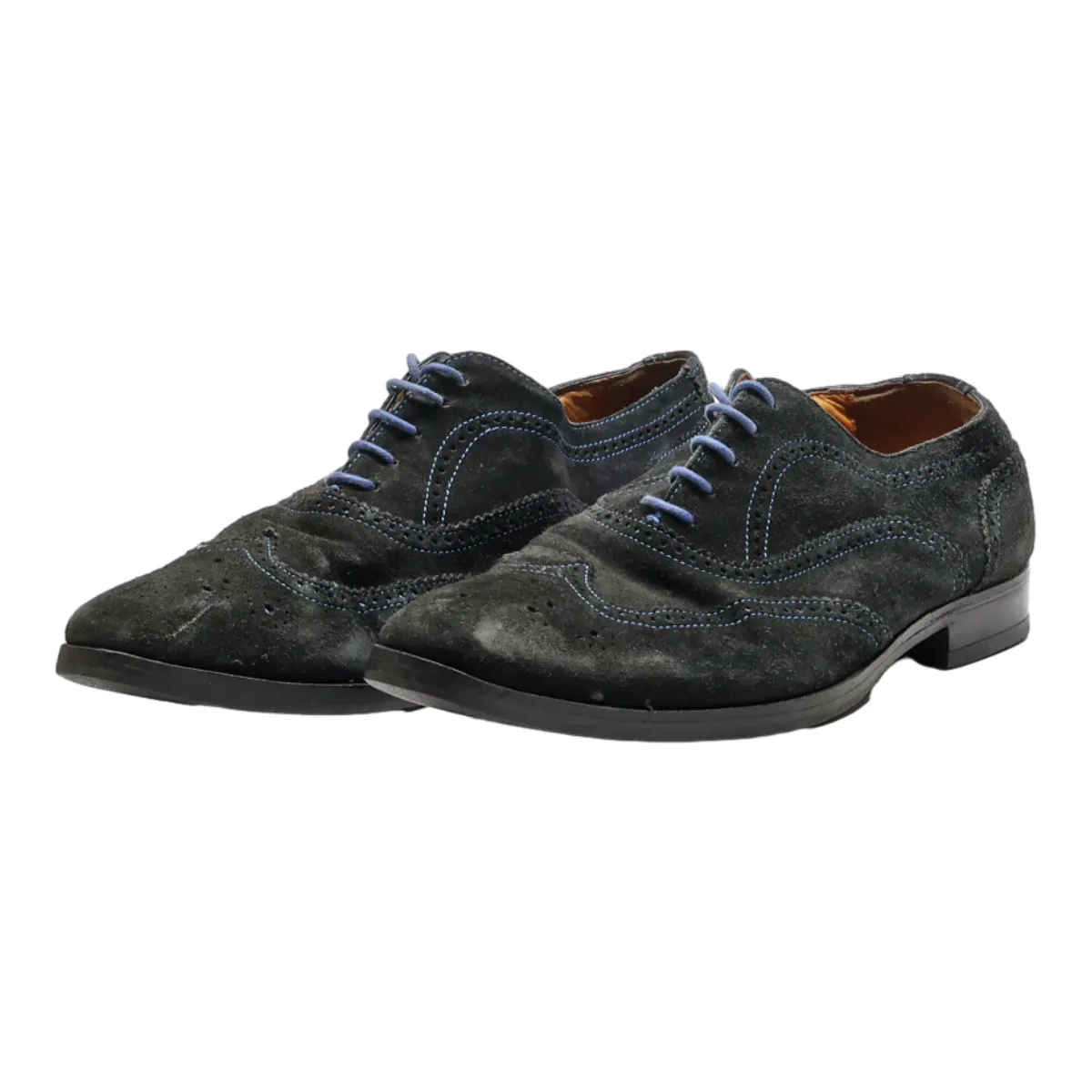 GIORGIO Brogue Shoes Black Suede Mens UK 7.5