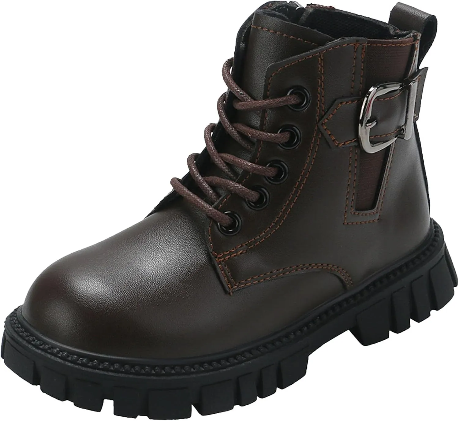 Girls Ankle Boots Combat Boots Lace Up Non-Slip Cowgirl Boots Comfortable Toddler Boots for Infant Toddler Little Kid