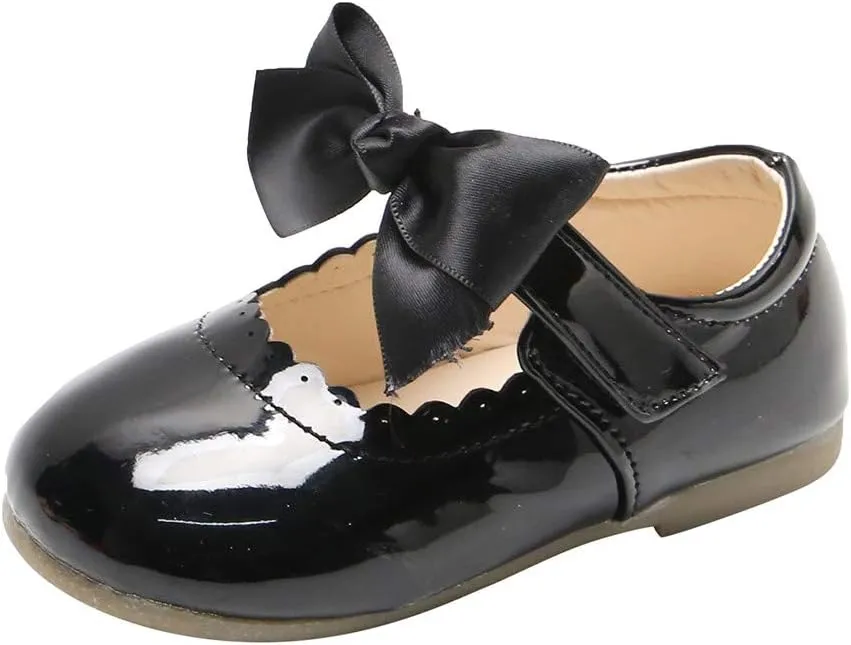 Girls Bow Sneaker Kids Flower Girl Dress Shoes Girl Ballet Flat Prty School Shoes Wedding Leather Soft Sole Non Slip