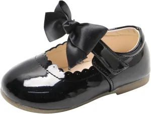 Girls Bow Sneaker Kids Flower Girl Dress Shoes Girl Ballet Flat Prty School Shoes Wedding Leather Soft Sole Non Slip