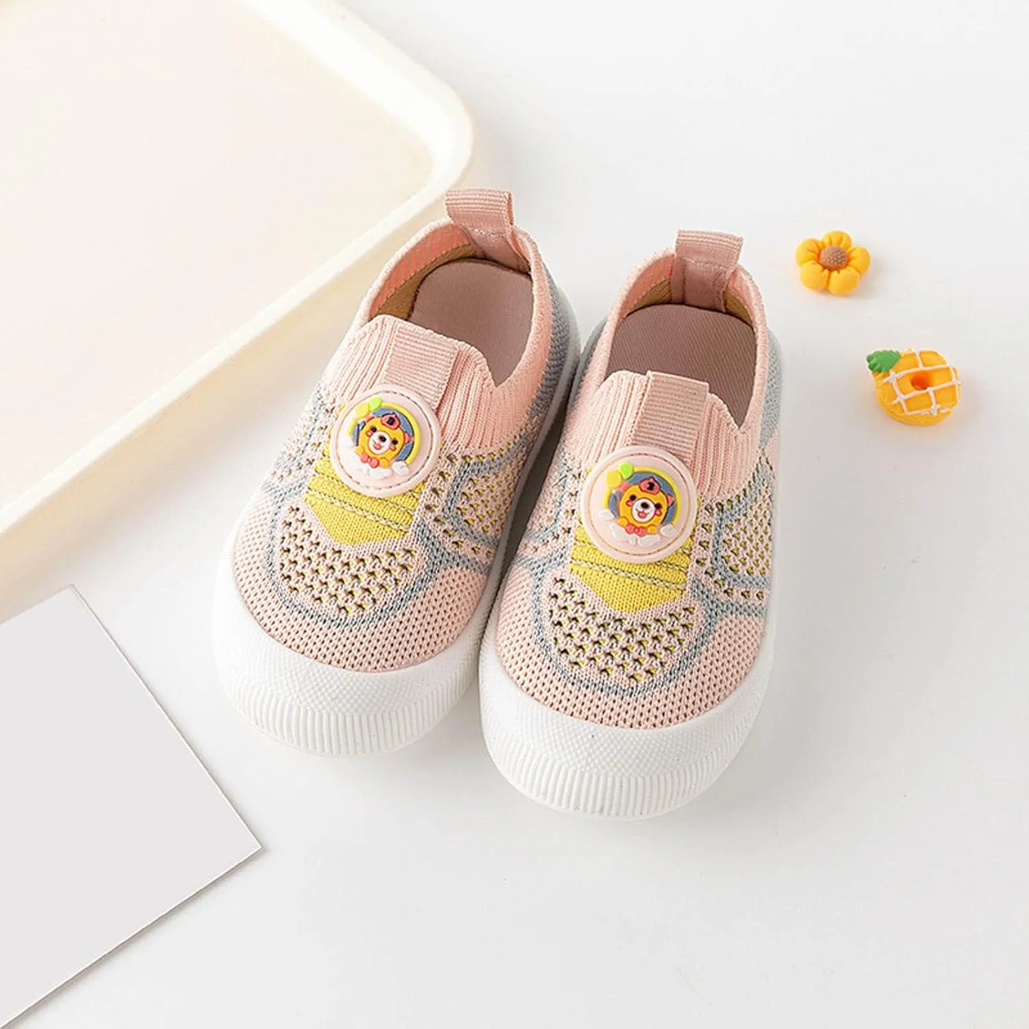 Girls Cartoon Shoes Toddler Girls Boys Sneakers Board Shoes Summer Mesh Surface Breathable Shoes Light Soft Sole