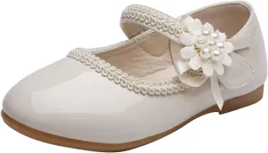 Girls Dress Mary Jane Shoes Toddler Hook and Loop Flower Flat Princess Little/Big Kid Wedding Performance Sandal