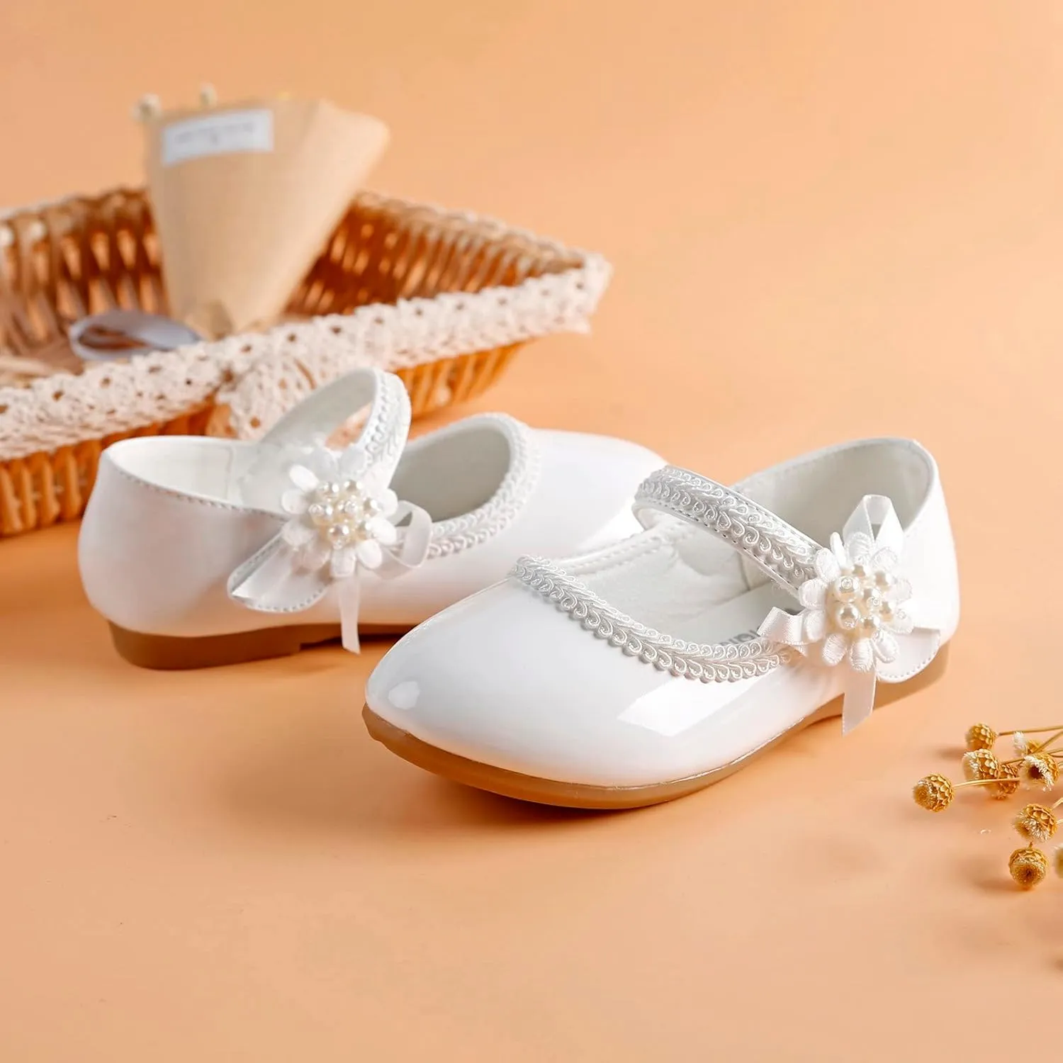 Girls Dress Mary Jane Shoes Toddler Hook and Loop Flower Flat Princess Little/Big Kid Wedding Performance Sandal