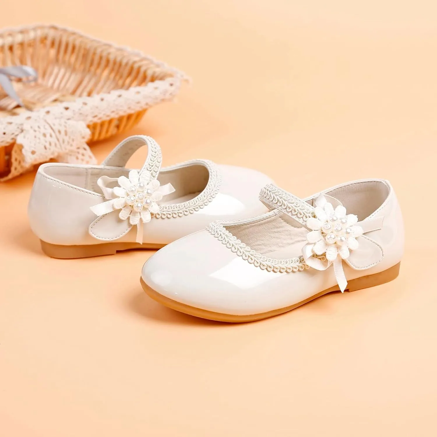 Girls Dress Mary Jane Shoes Toddler Hook and Loop Flower Flat Princess Little/Big Kid Wedding Performance Sandal
