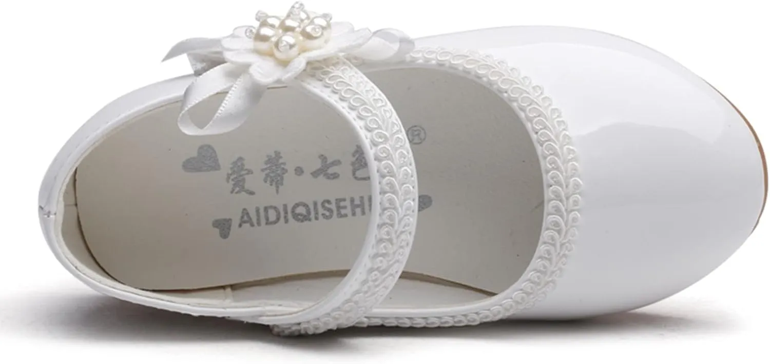 Girls Dress Mary Jane Shoes Toddler Hook and Loop Flower Flat Princess Little/Big Kid Wedding Performance Sandal