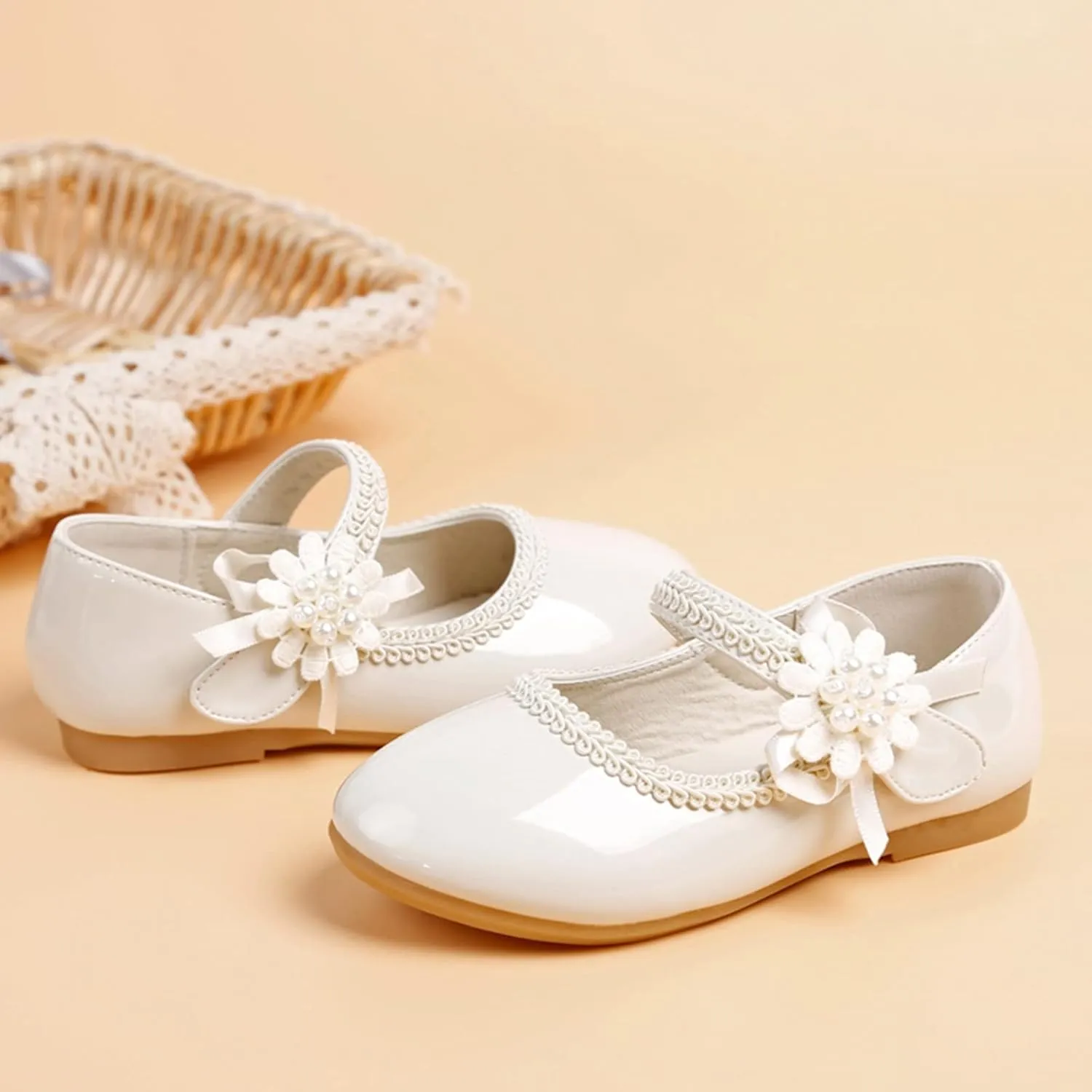 Girls Dress Mary Jane Shoes Toddler Hook and Loop Flower Flat Princess Little/Big Kid Wedding Performance Sandal