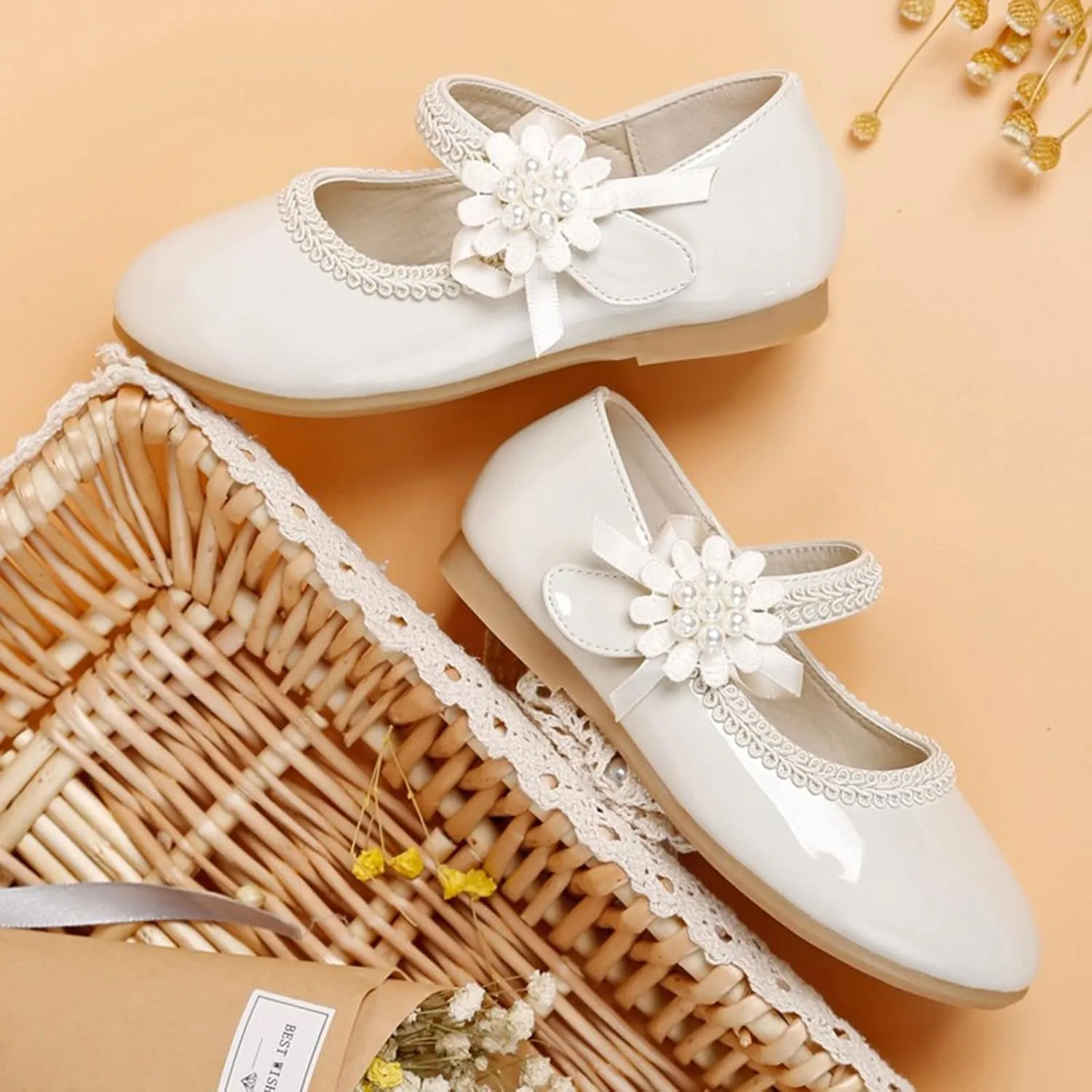 Girls Dress Mary Jane Shoes Toddler Hook and Loop Flower Flat Princess Little/Big Kid Wedding Performance Sandal